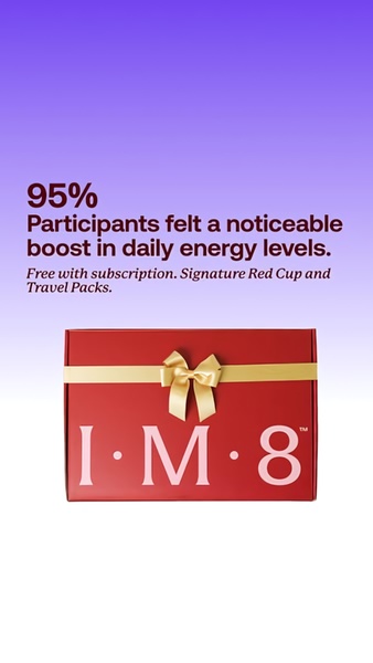 A high-contrast vertical ad featuring a bold percentage-based statistic and a high-end gift box, highlighting the energy benefits of the product.